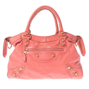 BALENCIAGA Giant Town Pink Lambskin Handbag